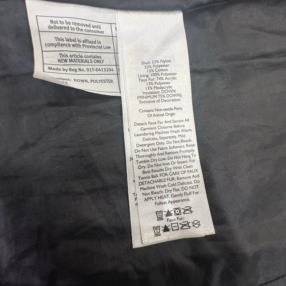 Eddie Bauer Wmn's EB550 Goose Down Puffer Coat Parka Hooded Fur Trim Black Sz S - Picture 9 of 11
